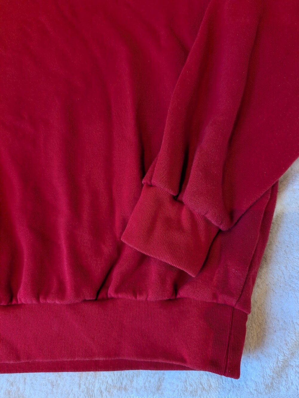 GAP Cherry Red Cotton Crewneck Sweatshirt XS Raglan Sleeve Cozy Streetwear - Picture 5 of 8